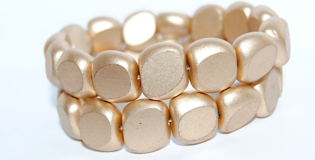 Table Cut Beads, Gold Colored (1710), Glass, Czech Republic