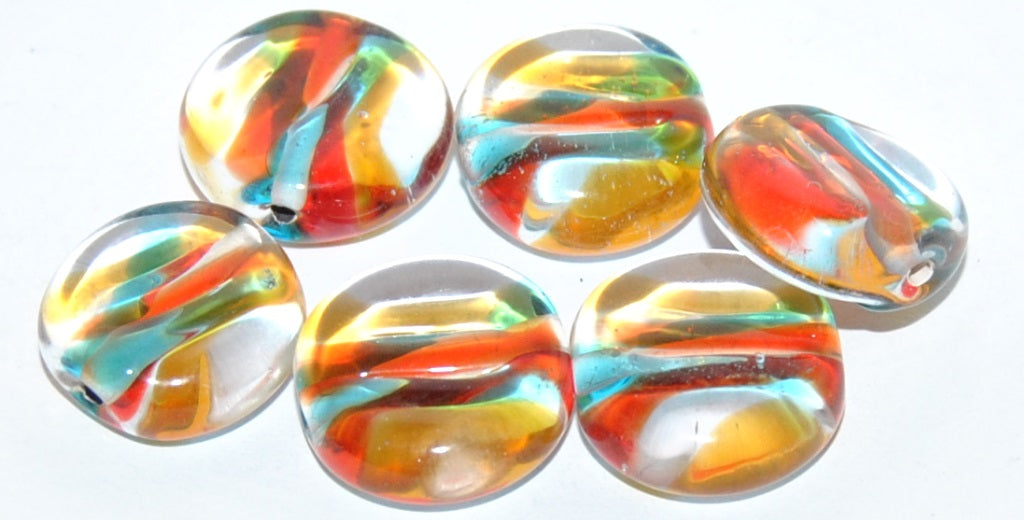 Disk Lampwork Glass Handmade Beads, (E), Glass, Czech Republic