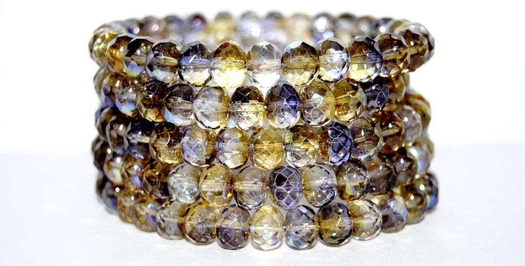 Faceted Special Cut Rondelle Fire Polished Beads, 48119 (48119), Glass, Czech Republic