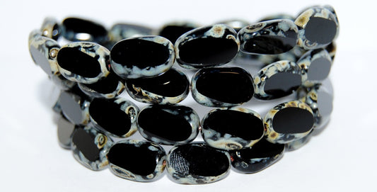 Table Cut Rectangle Beads, Black Travertin (23980 86800), Glass, Czech Republic