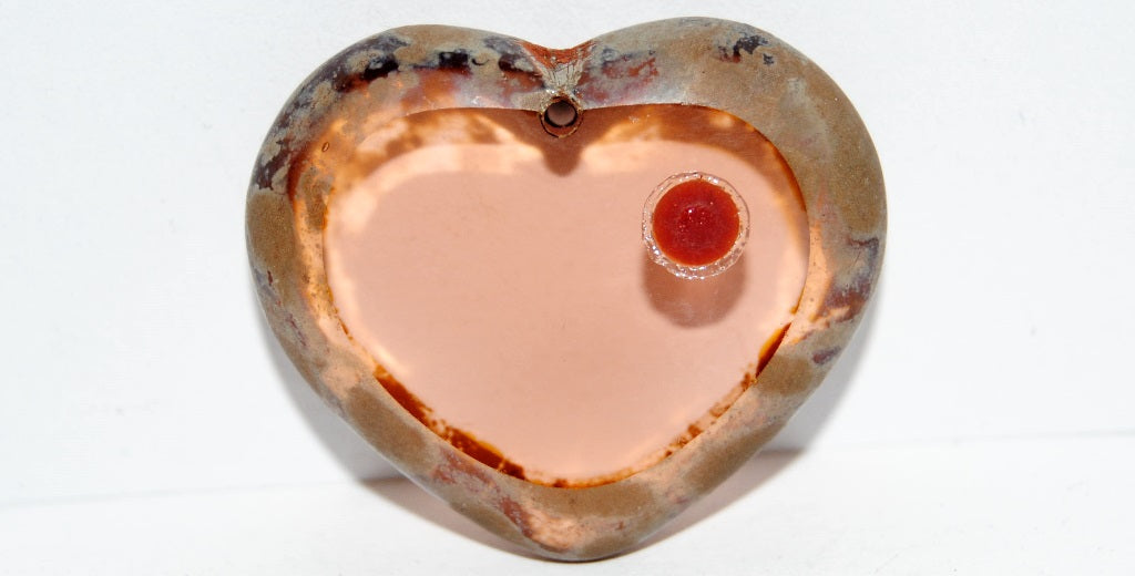 Table Cut Heart Beads Pendant, P Transparent Pink 43400 (P 70130 43400), Glass, Czech Republic