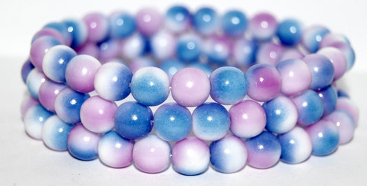 Round Pressed Glass Beads Druck, Blue Violet (48002), Glass, Czech Republic