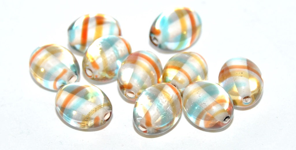 Oval Lampwork Glass Handmade Beads, (A), Glass, Czech Republic