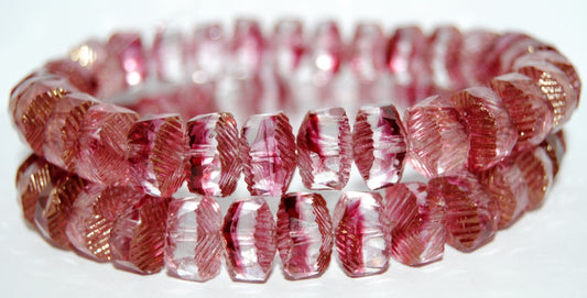 Faceted Cathedral Fire Polished Glass Beads, 370350 Luster Red Full Coated (370350 14495), Glass, Czech Republic
