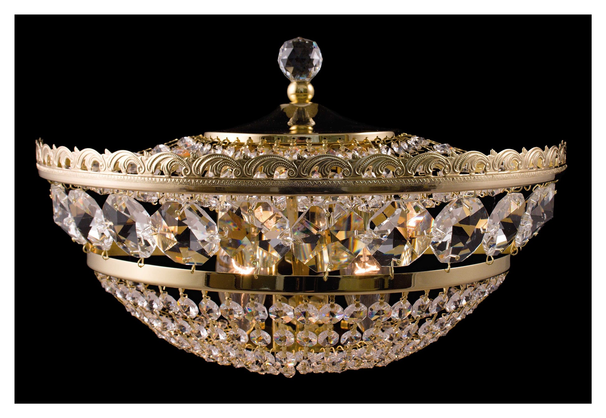 Crystal Bohemia Wall Lamp with 2x bulbs, Czech Republic. Gold plated Crystal Czech Republic