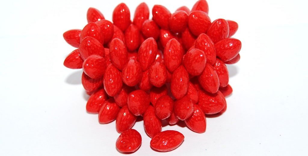 Strawberry Friut Pressed Glass Beads, Red (93190), Glass, Czech Republic