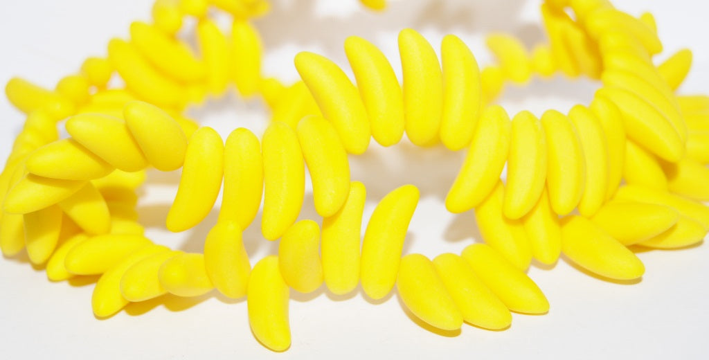 Bananas Czech Glass Thorn Beads, Yellow Matte (83120 M), Glass, Czech Republic