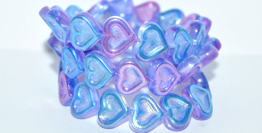 Heart With Heart Pressed Glass Beads, 48102 (48102), Glass, Czech Republic