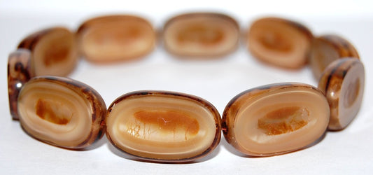 Table Cut Rounded Rectangle Oval Beads With Oval, 17002 Travertin (17002 86800), Glass, Czech Republic