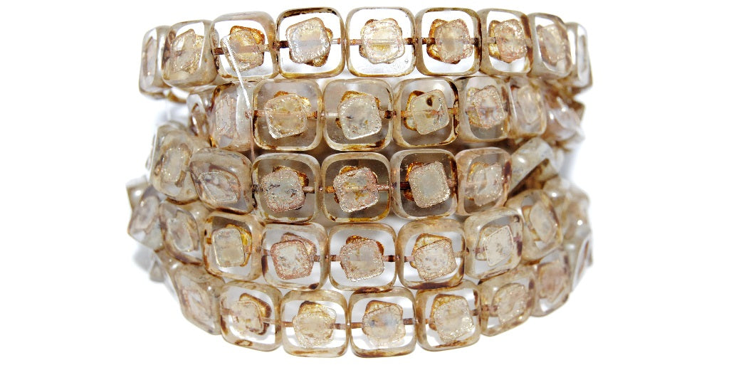 Table Cut Square Beads With Turned Square, Crystal 43400 (30 43400), Glass, Czech Republic