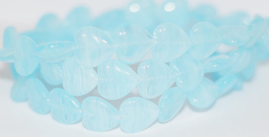 Heart Pressed Glass Beads, 8611 (8611), Glass, Czech Republic