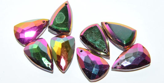 Cabochons Teardrop Faceted Flat Back Pendant With Hole, (Vitex 2Xside), Glass, Czech Republic