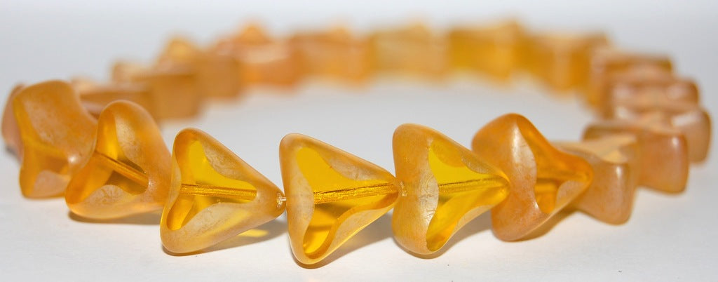 Table Cut Triangle Beads With Spinner, Transparent Orange Luster Cream (10040 14401), Glass, Czech Republic