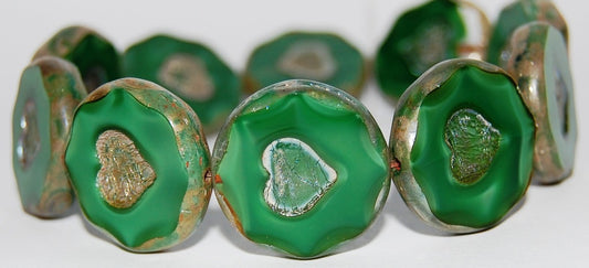 Table Cut Round Beads With Heart, (56100 43400), Glass, Czech Republic