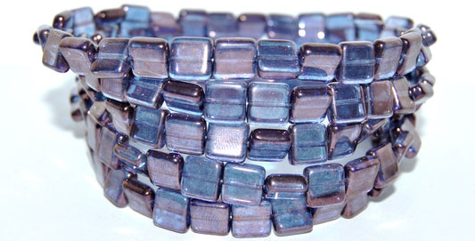 Flat Square Pressed Glass Beads, Crystal Purple (30 15726), Glass, Czech Republic