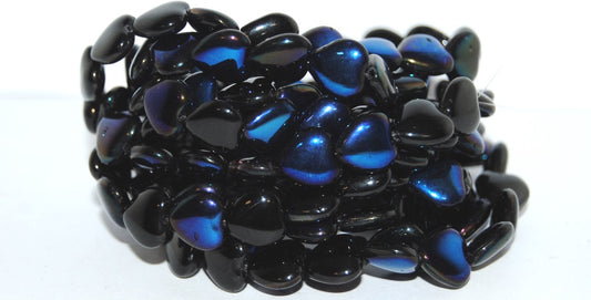 Heart Pressed Glass Beads, Black 29900 (23980 29900), Glass, Czech Republic