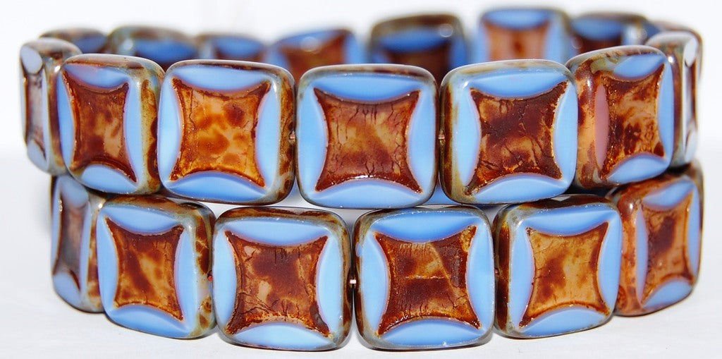 Table Cut Square Beads With Square, 37724 Travertin (37724 86800), Glass, Czech Republic