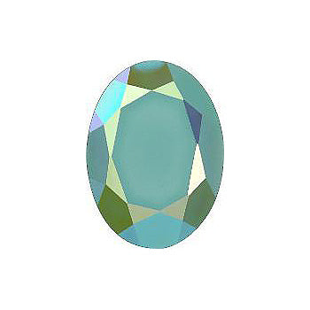 Oval Faceted Pointed Back (Doublets) Crystal Glass Stone, Turquoise 2 Opaque With Ab, Polished (63122-Abp), Czech Republic