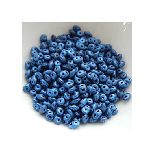 Matubo Superduo 2-hole czech pressed glass beads Metallic Blue Suede Glass Czech Republic