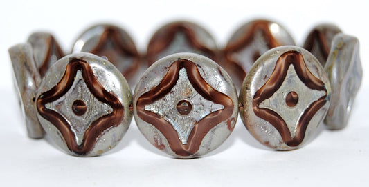 Table Cut Round Beads With Star, (17602 43400), Glass, Czech Republic