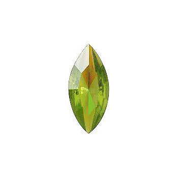 Navette Faceted Pointed Back (Doublets) Crystal Glass Stone, Light Green 3 Transparent With Ab (50270-Abb), Czech Republic