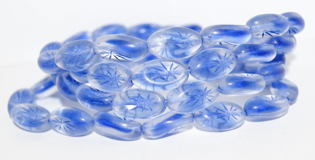 Oval With Rays Pressed Glass Beads, (37008 33202), Glass, Czech Republic