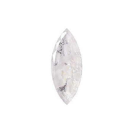 Navette Faceted Pointed Back (Doublets) Crystal Glass Stone, White 8 With Silver (04030-Ag-Br-04030-0003), Czech Republic