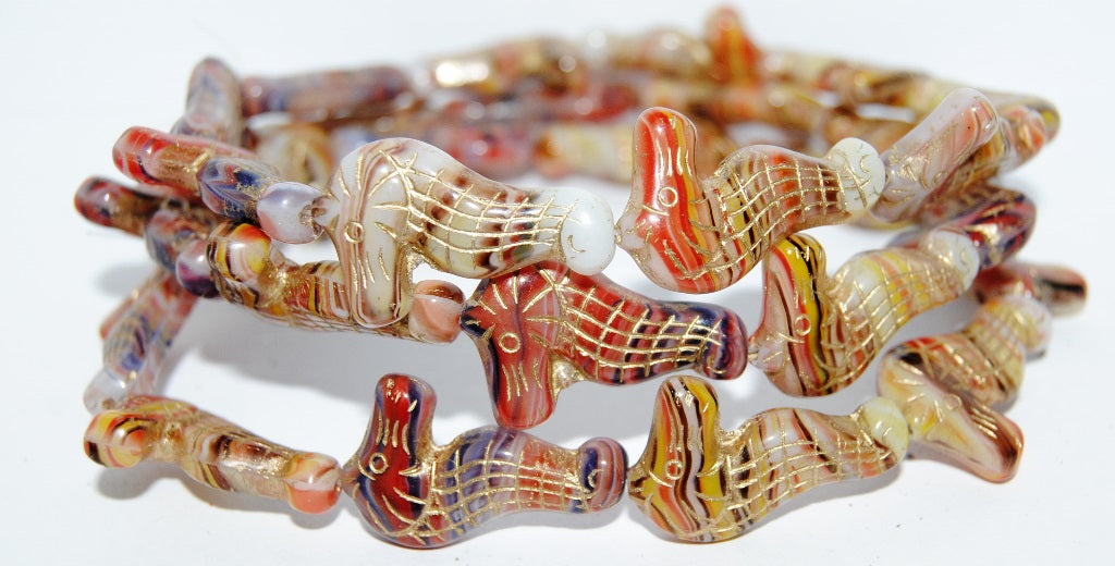 Seahorse Pressed Glass Beads, (95333 95810 54202), Glass, Czech Republic