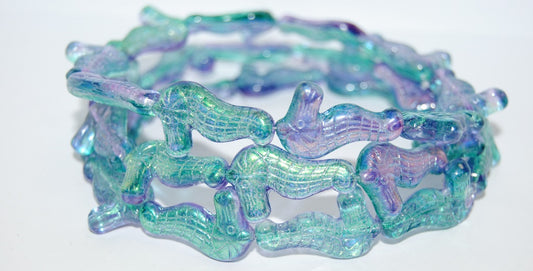 Seahorse Pressed Glass Beads, 48123 (48123), Glass, Czech Republic