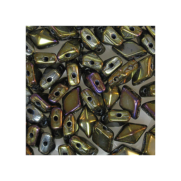 DIAMONDUO glass two-hole beads rhombus gemduo Brown Iris Glass Czech Republic