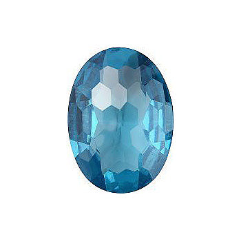 Oval Faceted Pointed Back (Doublets) Crystal Glass Stone, Aqua Blue 13 Transparent (60020-K), Czech Republic