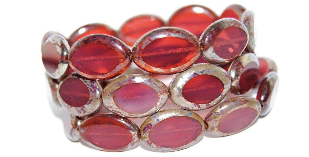 Table Cut Oval Beads Roach, (71010B 43400), Glass, Czech Republic