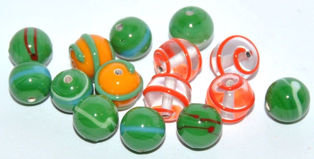 Czech Glass Hand Made Round Lampwork Beads, (10 L), Glass, Czech Republic