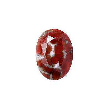 Oval Faceted Pointed Back (Doublets) Crystal Glass Stone, Red 7 Matrix Colours (A141), Czech Republic