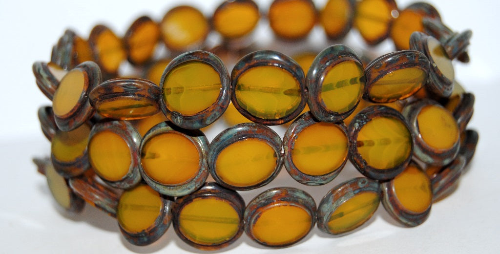 Table Cut Round Beads Eskooko, Opal Yellow Travertin (81210 86800), Glass, Czech Republic