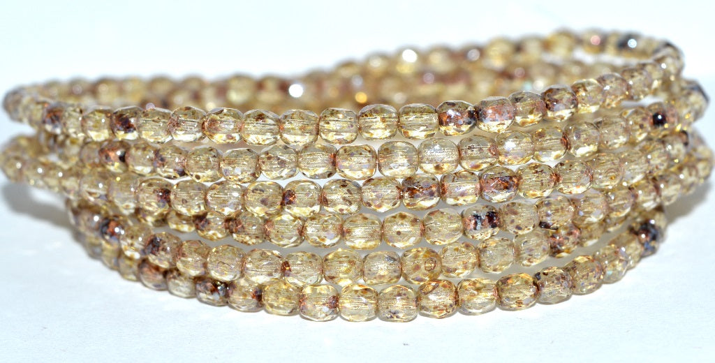 Fire Polished Round Faceted Beads, Crystal 43400 (30 43400), Glass, Czech Republic