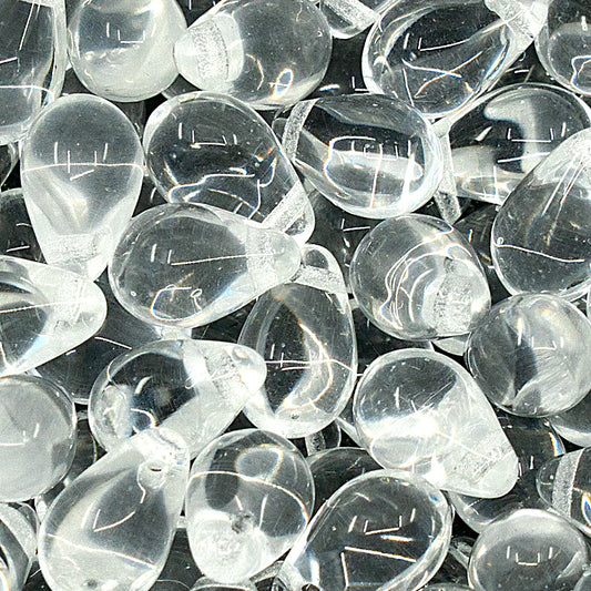 Teardrop Pear Czech Glass Beads, 6x9mm, Transparent Crystal Clear