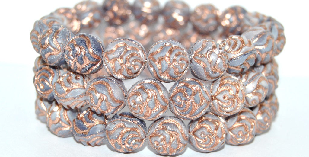 Round Rose Pressed Glass Beads, (21350 54200), Glass, Czech Republic