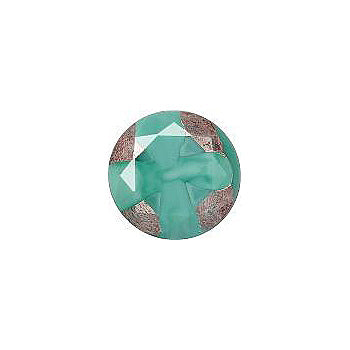 Round Faceted Pointed Back (Doublets) Crystal Glass Stone, Turquoise 6 With Silver (631225), Czech Republic