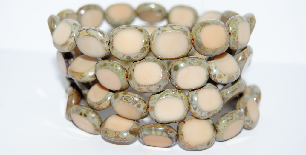 Table Cut Round Candy Beads, Beige 43500 (13020 43500), Glass, Czech Republic