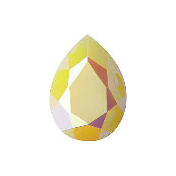 Pear Faceted Pointed Back (Doublets) Crystal Glass Stone, Yellow 4 Opaque With Ab, Polished (71100-C-Abp), Czech Republic