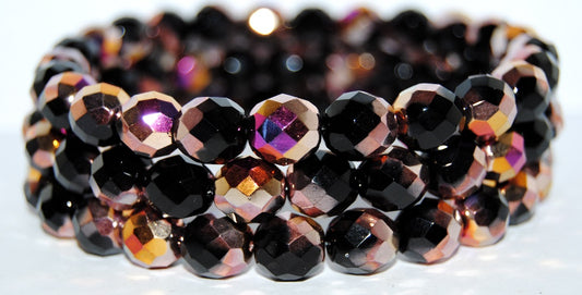 Fire Polished Round Faceted Beads, Black 29500 (23980 29500), Glass, Czech Republic