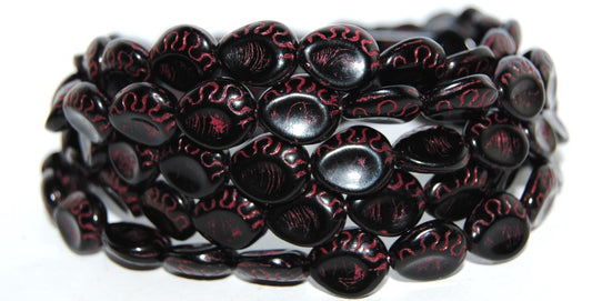 Tear Oval Pressed Glass Beads, Black 46490 (23980 46490), Glass, Czech Republic