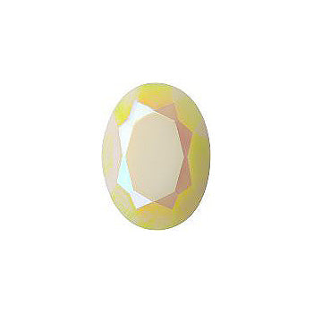 Oval Faceted Pointed Back (Doublets) Crystal Glass Stone, Yellow 4 Opaque With Ab, Polished (83520-Abp), Czech Republic