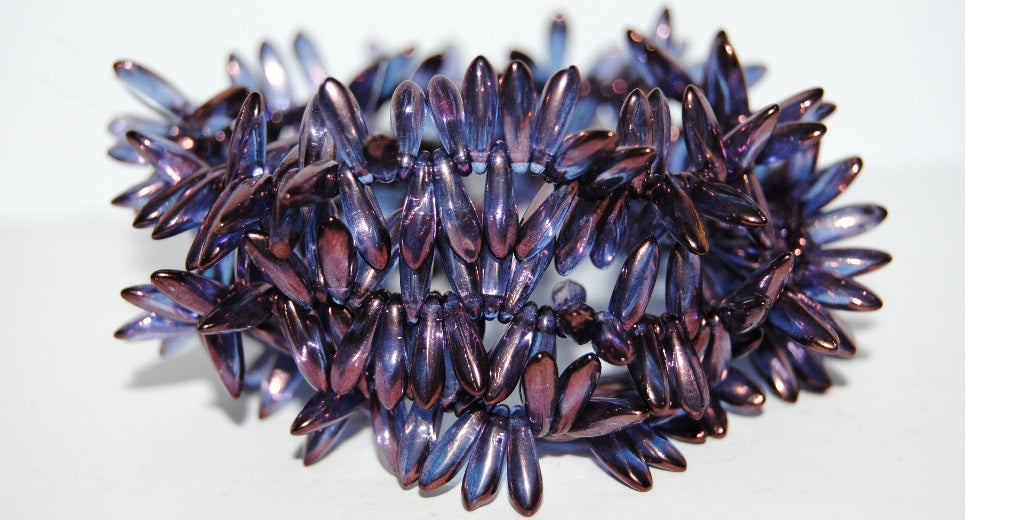 Dagger Pressed Glass Beads, Crystal Purple (30 15726), Glass, Czech Republic