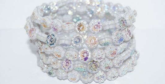 Hawaii Flower Pressed Glass Beads, (24010 Ab 2Xside), Glass, Czech Republic