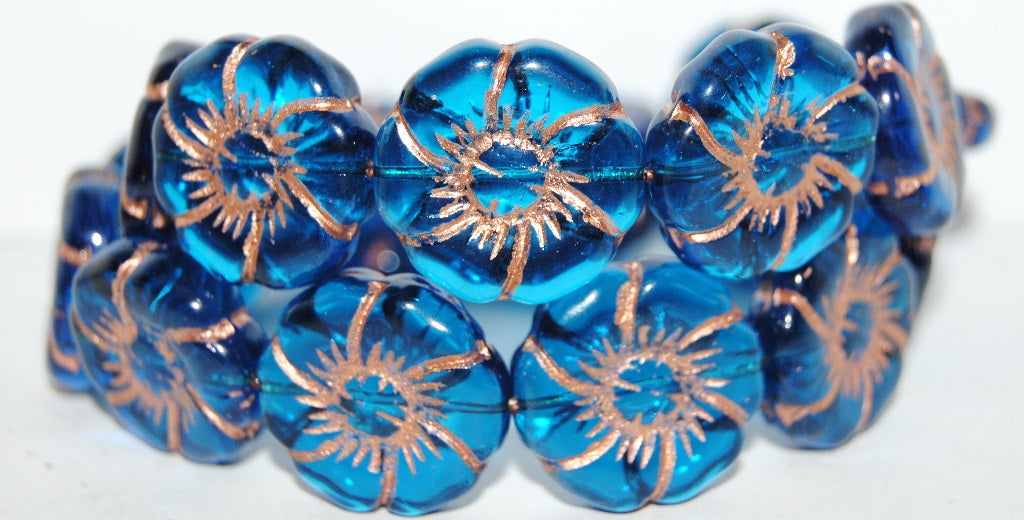 6-Petal Flower Pressed Glass Beads, (60070 54200), Glass, Czech Republic