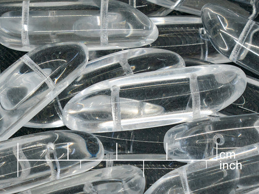 OUTLET 250g Pressed Czech Glass Beads, 11 x 40 mm, Crystal (111-30528-11x40-00030)