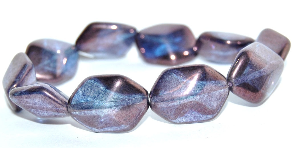 Rectangle Meteorite Pressed Glass Beads, Crystal Purple (30 15726), Glass, Czech Republic