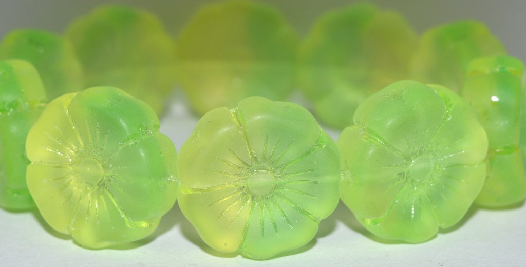 Hawaii Flower Pressed Glass Beads, (57801M), Glass, Czech Republic